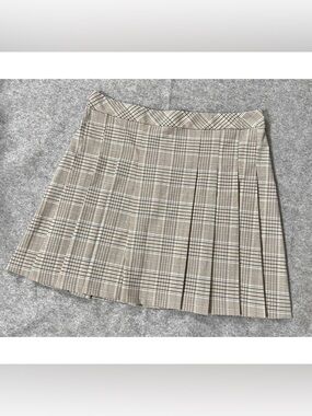 Mango MNG pleat detail check grey mini skirt US Women’s XL